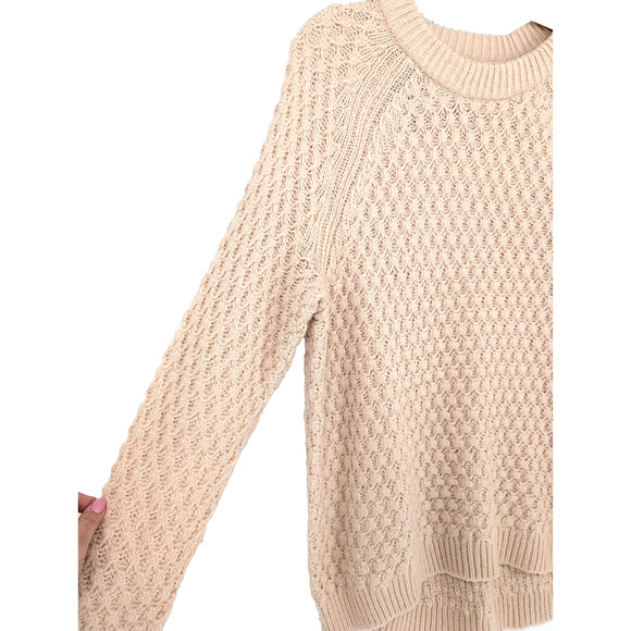 H & M Womens Oatmeal Chunky Knit Oversized Fisherman Classic Preppy Sweater SML - Picture 3 of 8